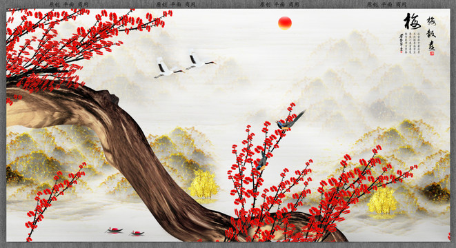 花鳥背景墻