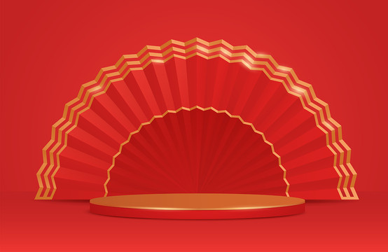 農(nóng)歷春節(jié)金紅色主題立體場(chǎng)景