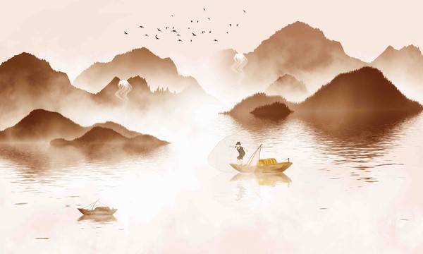 古典復(fù)古水墨山水