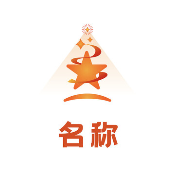 星型聚光灯飘带标志logo