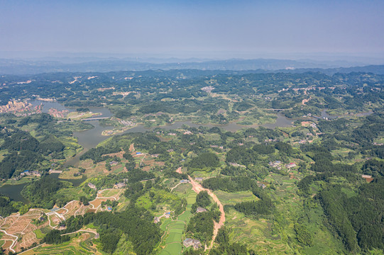 重庆盐井梯田航拍自然风光