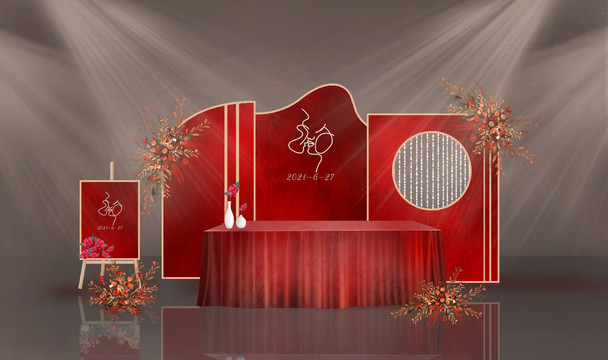 婚禮紅色經(jīng)典簽到區(qū)