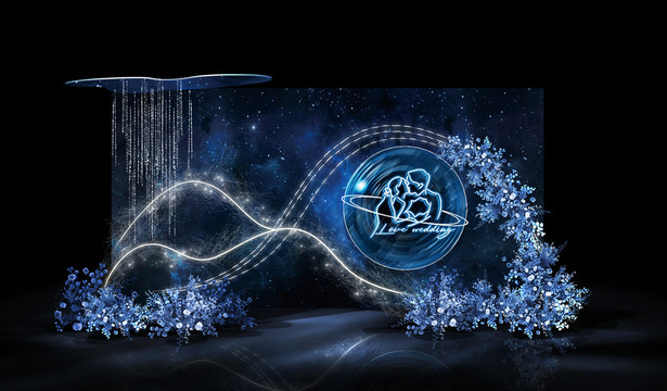 藍(lán)色星空婚禮迎賓區(qū)效果圖