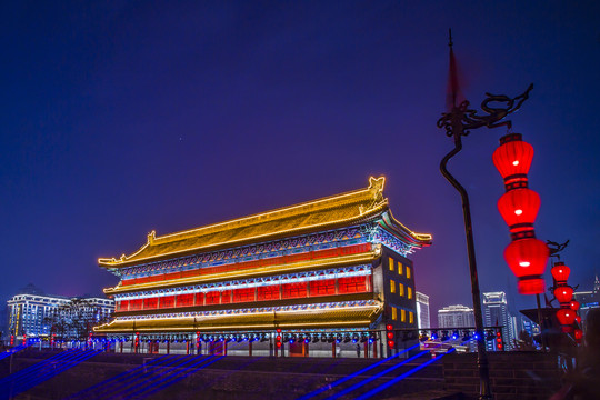 西安城墙永宁门夜景