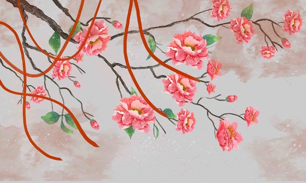 新中式牡丹花鳥