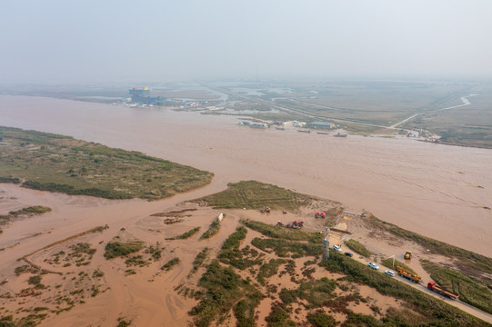 航拍黄河入海口生态旅游区