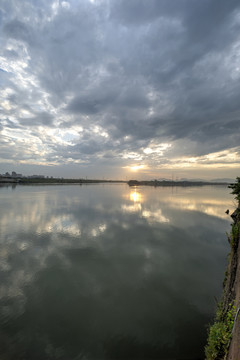 浙江兰溪兰江夕阳晚霞