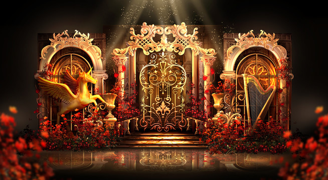 紅金歐式婚禮效果圖