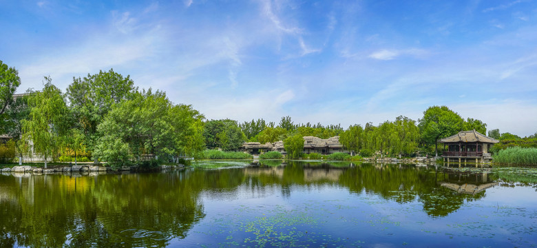 天津宁园湖泊全景