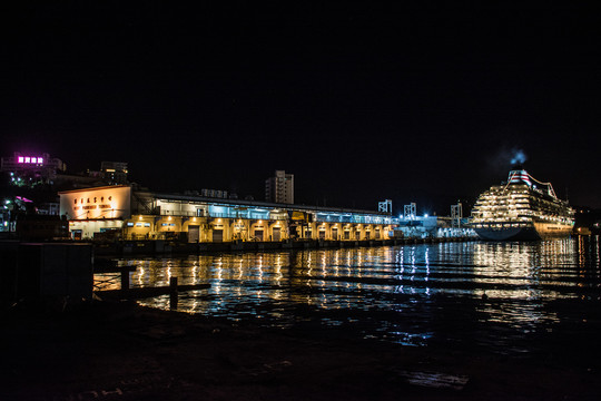 中国台湾基隆港夜色