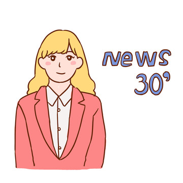 新聞播報員手繪卡通元素