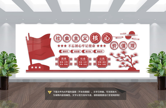 核心價值觀黨建背景墻文化墻展板