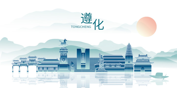 遵化市中國風山水風景點名勝地標