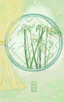 四君子水墨梅蘭竹菊竹子