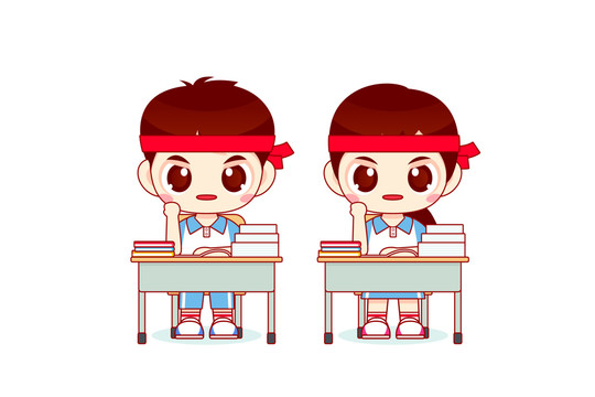 卡通努力奋斗学习学生矢量插画