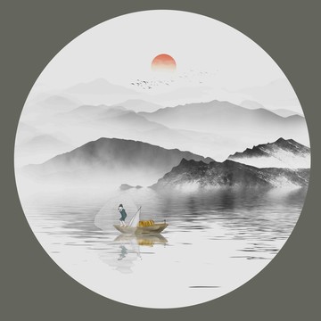 新中式山水裝飾畫