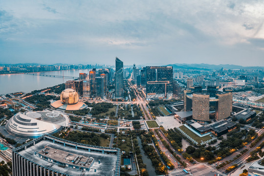 杭州钱江新城全景风光