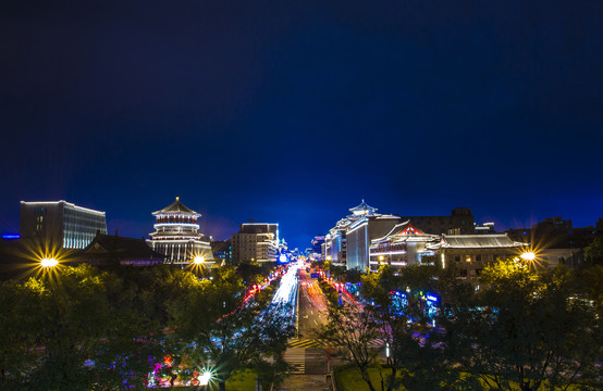 西安北大街城市夜景风光