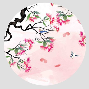 海棠花水彩畫