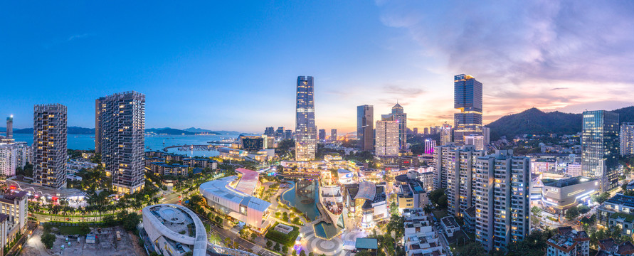 深圳市蛇口海上世界航拍夜景