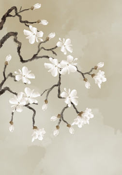 玉蘭花花鳥屏風(fēng)