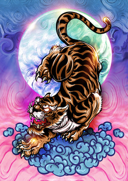 國潮老虎插畫