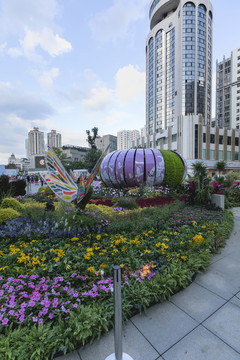 昆明花卉造型立体花坛城市景观