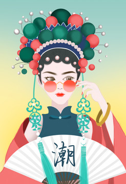 國潮人物插畫