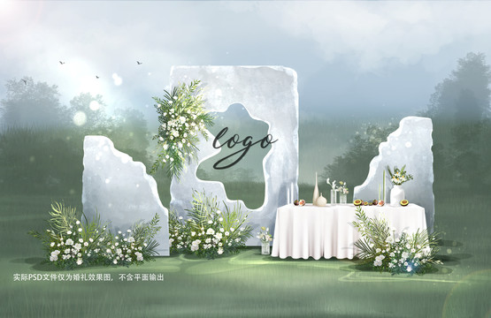 白綠侘寂風(fēng)婚禮效果圖