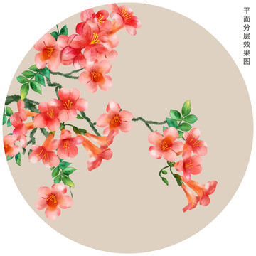 手繪凌霄花