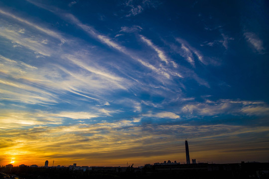 日落和黎明的天空背景