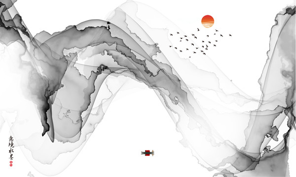 抽象意境水墨山水装饰画