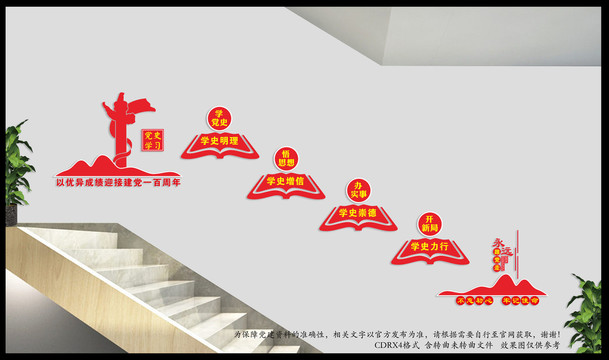 樓梯黨史學(xué)習(xí)文化墻
