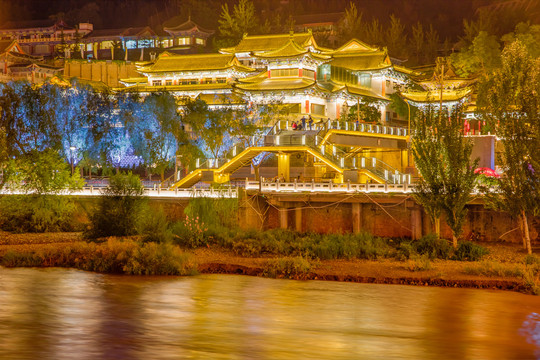 兰州白塔山夜景