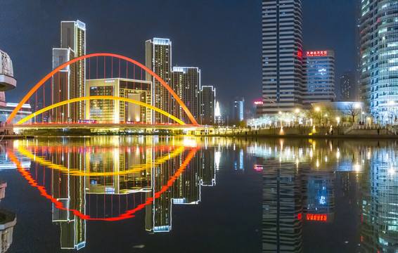 天津城市夜景建筑风光