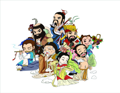 八仙過(guò)海原創(chuàng)分層人物插畫