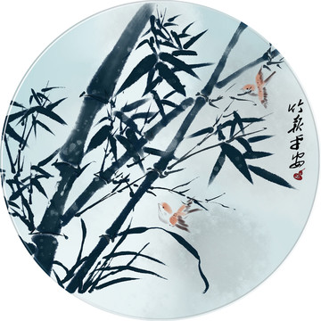 圓形國畫墨竹
