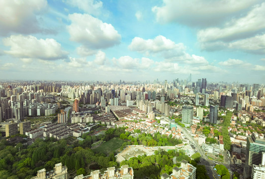 俯拍上海城市风光