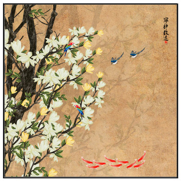 花鳥九魚圖