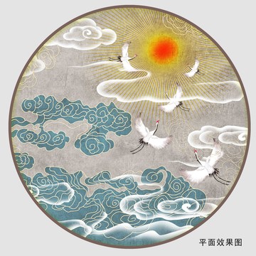 中國(guó)風(fēng)祥云瑞鶴圖