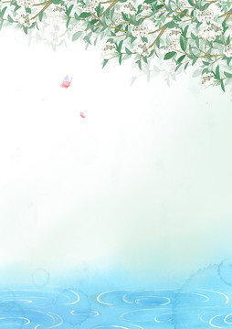 瓊花霖水蝴蝶飛舞
