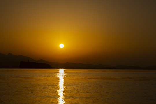 长江庐山鞋山夕阳