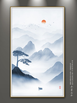 迎客松山水畫