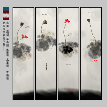 禅意荷花装饰画