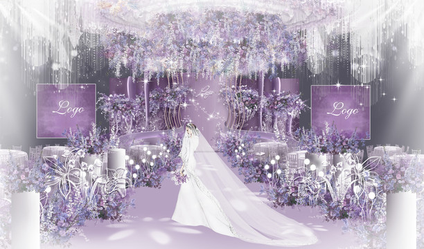 紫色梦幻大气婚礼效果图设计