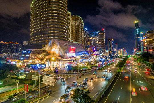 南宁市夜景城市灯光车流东盟