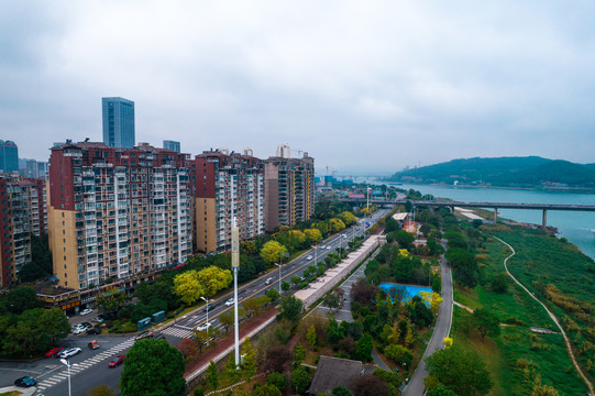 湖南株洲城市建筑航拍