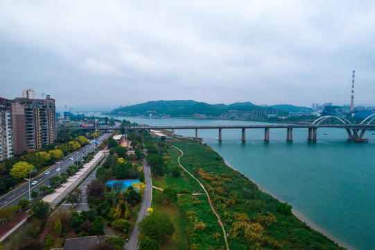 湖南株洲城市建筑航拍