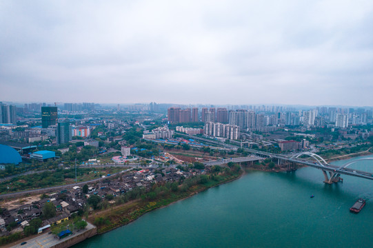 湖南株洲城市建筑航拍