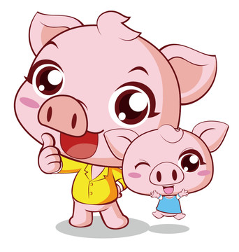 原创卡通猪动物形象插画